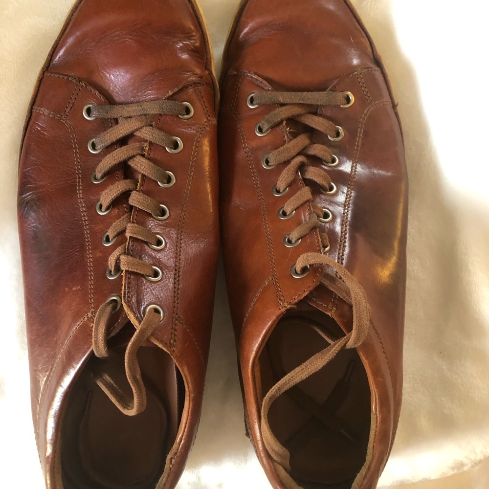 Allen Edmonds Cognac Leather Lace-Up Sneakers